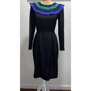 Vintage 90s 80s Melissa Harper Women 8 Purple Long Sleeve A-line Dress NWT C7142